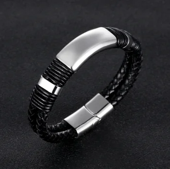 Høj Kvalitet Læder Classic Fashion Glat Læder Armbånd til Mænd Armbånd med Magnetisk Lås Armbånd