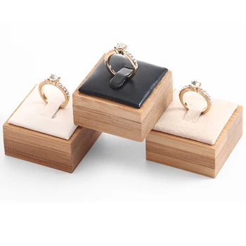 Mode Bambus Smykker Ring Display Stand Holder Fremvise Arrangør smykker vise indehaveren arrangør stå 4*4*2.5 cm
