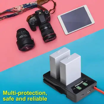 Batmax LP-E8 LPE8 LP-E8 Batteri+LED USB-Dobbelt Oplader med Type C-Port til Canon Rebel T2i T3i T4i T5i EOS 550D 600D 650D 700D