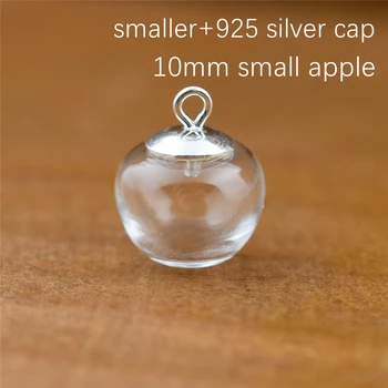 10set apple frugt formet hul glaskugle med 925silver cap sæt citron hætteglas vedhæng glas flaske globe smykker resultater