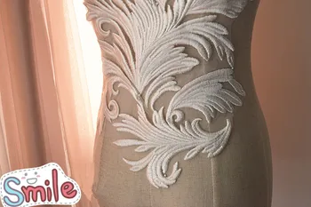 Blonder i europæisk stil kjole patch bryst tilbage blonder DIY bryllup kjole tilbehør applique