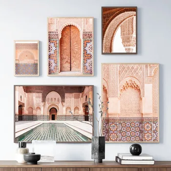 Væg Kunst, Lærred Maleri Marokkanske East Gate Arabisk Stil Nordiske Plakater Og Prints Væg Billeder Til Stuen Salon Indretning