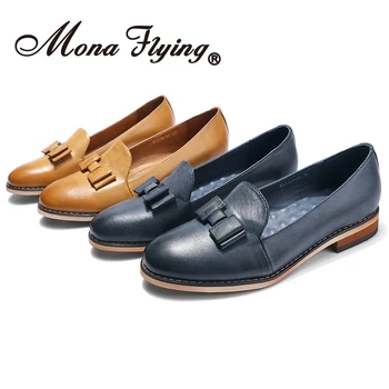 Mona Flyvende Kvinder Læder Penny Loafers Hånd-lavet Kausale Kvast Komfort Slip-on Sko til Kvinder, Damer FLX18-18