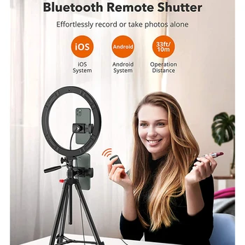 26cm Foto Ringlight Led Selfie Ring Lys Stativ, Let Telefon, Bluetooth Fjernbetjening Lampe Fotografering Indehaveren Youtube Video DSLR