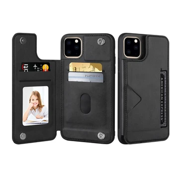 Læder Tegnebog-Kort Slot med Foto Hard Back Cover Case til iPhone 12 11 Pro Max X XS-XR 8 7 6 Plus SE 2020 Tilfælde Flip Cover