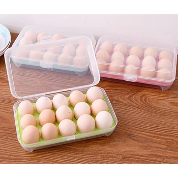 1piece Nyttige Køkken Køleskab Æg Container Gennemsigtig Plastik Æg Indehaveren 15 æg Organizr Bærbare Æg Box