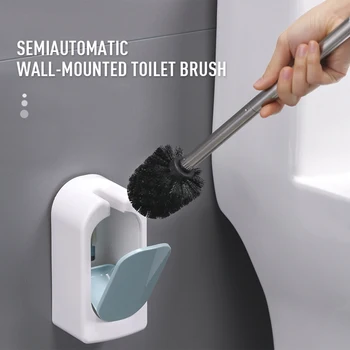 Toilet Børste Ingen Døde Hjørne Vask toiletbørste Med Holder til Hurtig Dræning Bløde Pels vægmonteret Hjem Badeværelse Toilet Rengøring Sæt