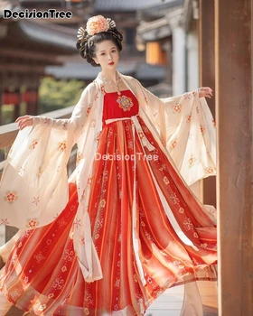 2021 orientalsk kjole hanfu pels traditionel kinesisk han tang gamle elegante kappe kvinder chiffon tang hanfu sæt dance wear kjole
