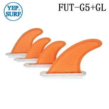 Fremtiden G5+GL Orange surfbræt fin quad fin sæt glasfiber honeycomb fin orange