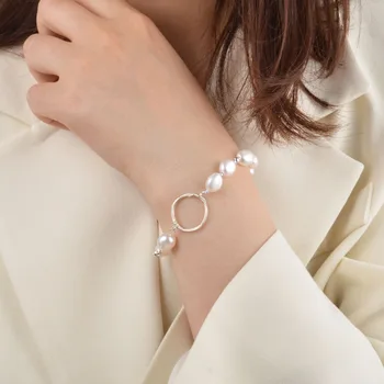 ASHIQI Naturlige Ferskvands perle armbånd ægte 925 sterling sølv smykker til kvinder Mode match