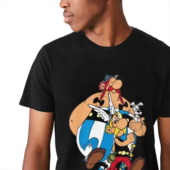 Man-O-hals Asterix Og Obelix Korte Ærmer Grafiske Print For Man Bomuld Homme T-Shirt Stor Størrelse