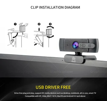 HD-webcam med autofokus webcam dække kamera, 1080P USB-nyt
