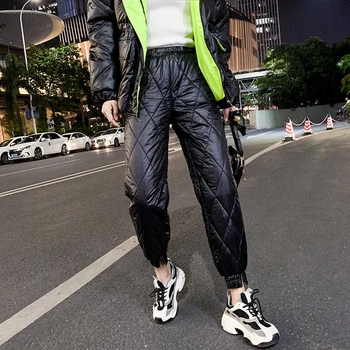 2020 Koreanske Bomuld Bukser Ned Vinter Bukser Kvinder Streetwear Hvide Kunstige Ned, Varm, Bukser Bukser Kvinder Japansk Hot