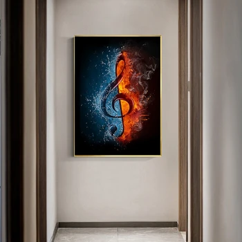 Abstract Vand og Ild Musik Symbol Lærred Maleri Plakater og Prints Moderne Kunst på væggene Billeder til stuen Home Decor
