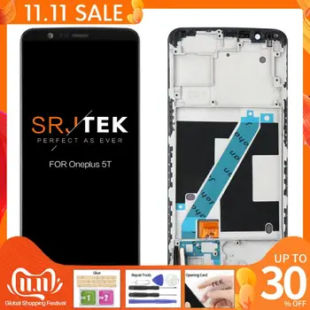 TFT/OLED - /AMOLED For Oneplus 5T LCD-Displayet Tryk på Digitizer Assembly For Et Plus 5T Display + Ramme For OnePlus 5 T A5010 Glas
