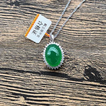Naturlige drop grøn jade vedhæng med 925 sterling sølv vedhæng halskæder tilføje kæde jade smykker