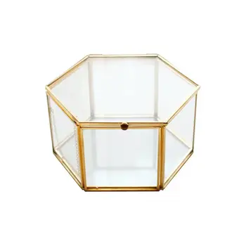 LUDA Geometrisk Klart Glas, Smykker Boks Smykker Organizer Holder Bordpladen Saftige Planter Container Hjem Smykker Opbevaring