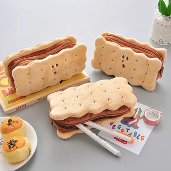 2020 Sharkbang Kawaii Cookie-Sandwich-Kiks Blød Plys Penalhus Taske Søde Pencilcase Kids Fødselsdag Gave Skole Papirvarer