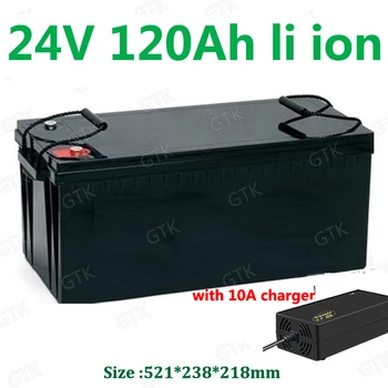 GTK vandtæt 24V 120AH Lithium-ion-batteri BMS li-ion for 2400W RV EV scooter sol golf cart, UPS backup-strøm +10A Oplader