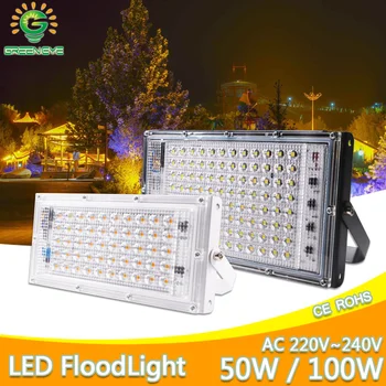 LED Flood Light 50W 100W AC 220V 240V Udendørs Projektør Spotlight varm kold LED gade Lampe IP65 vandtæt Landskab Belysning