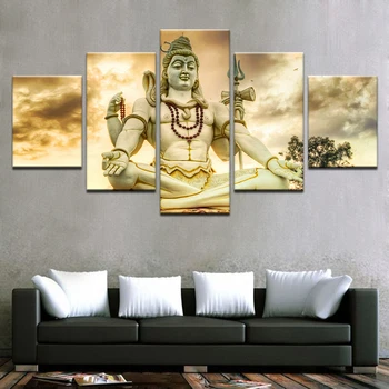 Modulære HD Trykt Lærred, Plakat Ramme 5 Panel Indien Gud Herren Shiva Kunst Maleri boligindretning Stue Væg Billeder