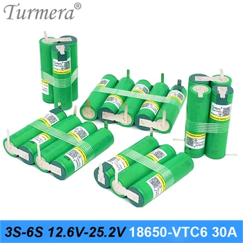 Turmera Batteri 3S 12,6 V 4S 16,8 V 5S 21V 6S 25V US18650VTC6 3000mah Batteri 30A for Shurika Skruetrækker Batteri (Tilpas)