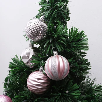 12PCS 6CM Jul Bold Christmas Tree Dekoration Hængende Vise Ornament til Home Party Bryllup (Pink)
