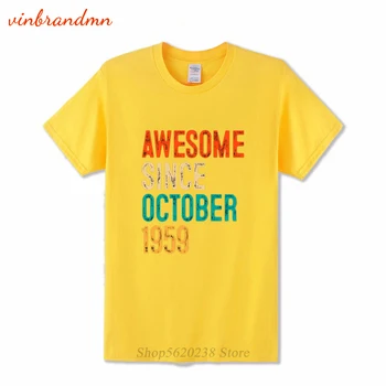Retro Mænd T-Shirts Sjov Awesome Siden oktober 1959 60 år gammel Gave 60-års Fødselsdag Mandlige T-Shirt Æstetiske Hipster Tee Toppe Camiseta