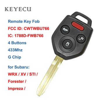 Keyecu CWTWBU766 G Chip Fjernstyret Bil Key Fob 4 Knapper 433MHZ for Subaru XV Crosstrek STI Impreza WRX Skovfoged, IC: 1788D-FWB766