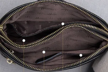 Kvinde classic ægte okselæder dobbelt lynlås høj kvalitet taske i ægte læder skuldertaske aften taske kobling taske