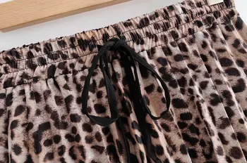 2018 Nye Kvinder Vintage leopard udskrivning midi-plisseret nederdel faldas mujer damer elastisk talje vinger smarte mid-kalv nederdele QUN119