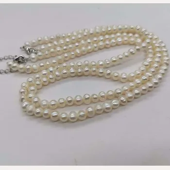 Masser 10XStrands 3-4mm hvid perler engros ferskvands perle halskæde