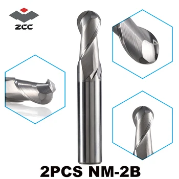 2stk/masse ZCC.CT-NM-2B wolfram stål 2 fløjte bolden næse belagt skærende værktøjer for kobber og aluminium bearbejdning