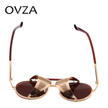 OVZA Steampunk Solbriller til Herre og Kvinder Mode Gennembrudt Solbriller Sammenklappelig Side Punk Sol Briller Ovale Stel af Metal S6013