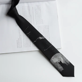 Gratis Forsendelse Nye Mandlige mænd ' s Oprindelige design trykt personlighed gave slips Kat og kigger op på stjernehimlen broderi uafgjort