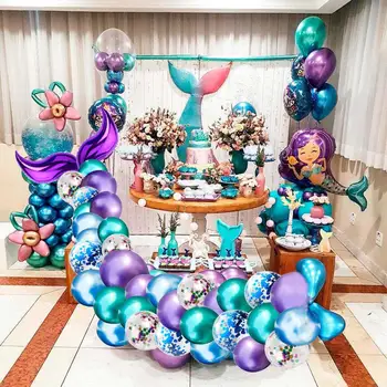 PATIMATE Havfrue Ballon Sæt Havfrue Fødselsdag Part Indretning Mermaid Party Supplies Baby Brusebad Pige Dreng Indretning Babyshower Fordel