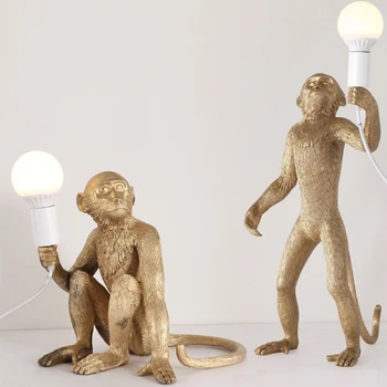Monkey lampe Nordiske Panda Hængende Lampe Harpiks Dyr Hamp Reb hanglamp Pendel lampe til børneværelset