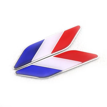 2 stk/Sæt Car-Styling 3D Aluminium franske Flag, Logo Blad Side Logo Badge Decal Bil Klistermærker Til Citroen, Peugeot, Renault DS
