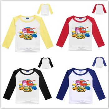 Nye Forår Drenge T-Shirts Tegneserie Super Vinger Bomuld Tegnefilm langærmet T-shirt Piger Roupas Infantis Menino Børn Kostume Toppe