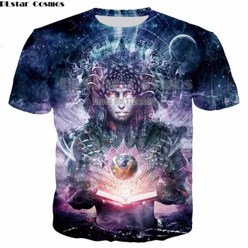 PLstar Kosmos Harajuku Herren Buddha T-shirts til Mænd/Kvinder Poleras Buda-Hemd Streetwear Psykedelisk t-shirt Unisex Plus størrelse 5XL
