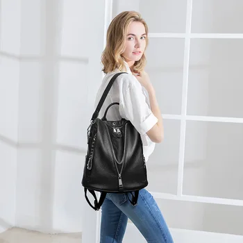 PU læder laptop rygsæk til kvinder luksus teenagere tasker stor kapacitet anti-tyveri skole skulder tasker