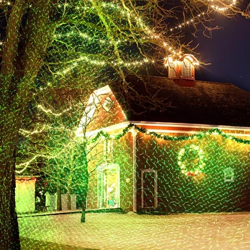 Offentlig Have Med Græsplæne Fase Virkning Lys Fuld Sky-Stjernede Red & Green Laser Projektor, Lys, Landskab Julefrokost Dekorativ Lampe