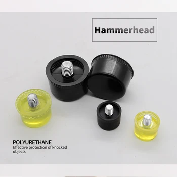 1 Par Double Face Tryk Gummi Hammer Head 25 mm 30 mm 35 mm 40 mm 45 mm, Gul og Sort Nylon Hoveder