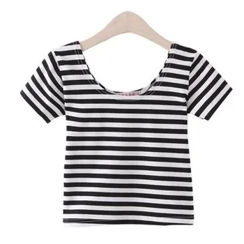 2021 Afgrøde Top T-Shirt Kvindelige Solid Bomuld U-Hals kortærmet T-shirts til Kvinder af Høj Talje Slank Kort Sport Blanc Femme T-Shirt