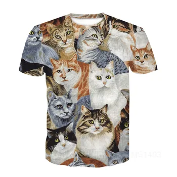 2020 Sjove Dyr Kat Tøj kortærmet T-Shirt Half Sleeve 3D Printet T-Shirt, Toppe Mænd, Kvinder, Børn Pet-T-shirt
