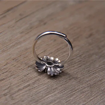 Daisy Åben Ring for Kvinder sterlingsølv S925 Thai Sølv Vintage Indlagt Gul Zircon Blomst Kvindelige Ring Smykker