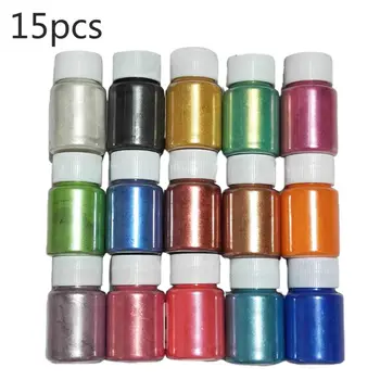 15PCS Perlemors Glimmer Pulver Epoxy Harpiks Farve Pearl Pigment DIY Smykker Håndværk Sæbe Gøre Tilbehør