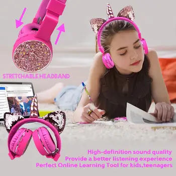 JINSERTA Søde Enhjørninger Hovedtelefoner Trådløse Børn Bluetooth-Hovedtelefoner Musik i Stereo Headset med MIKROFON til Håndfri Drenge&Piger Gave
