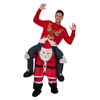 Kvinde Mænd Part Santa Claus Ride på Mig Magic Bukser at Gå Mascot Jul Halloween Cosplay Kostume Bære Tilbage Falske Ben