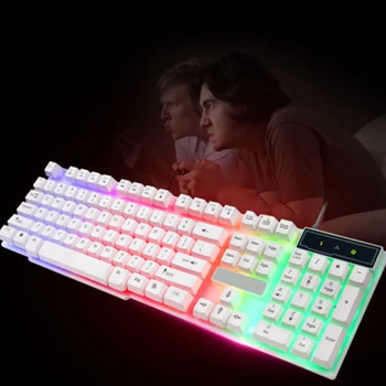 Hot Salg 104 Nøgler Farverige LED Mekanisk Tastatur LED Lyser Baggrundsbelyst USB-Kablet Stationær Gaming Tastatur